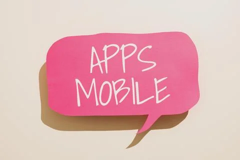 Text caption presenting Apps Mobile. Business concept computer program designed Stock Photos