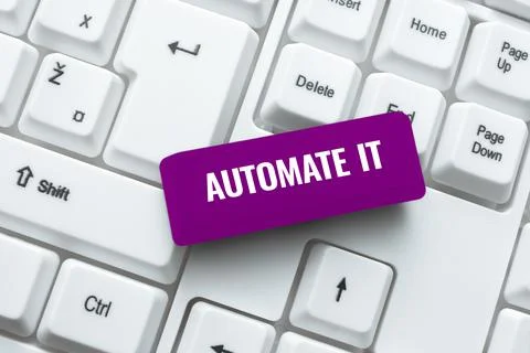 Text caption presenting Automate It. Business overview convert process or 스톡 사진