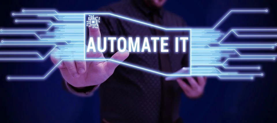 Text caption presenting Automate It. Business idea convert process or facility Foto stock