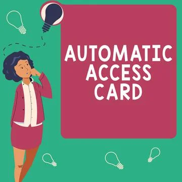 Text caption presenting Automatic Access Card. Conceptual photo used to control Ilustración de archivo