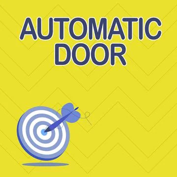 Text caption presenting Automatic Door. Word for opens automatically when Stock Illustration
