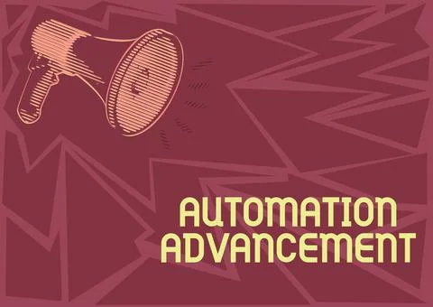 Text caption presenting Automation Advancement. Business approach application of 스톡 일러스트