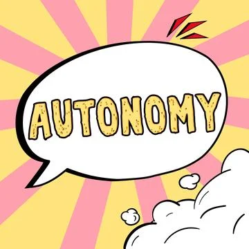 Text caption presenting Autonomy. Business approach vehicle that can guide Stock Illustration