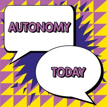 Text caption presenting Autonomy. Word Written on vehicle that can guide itself Stock Illustration