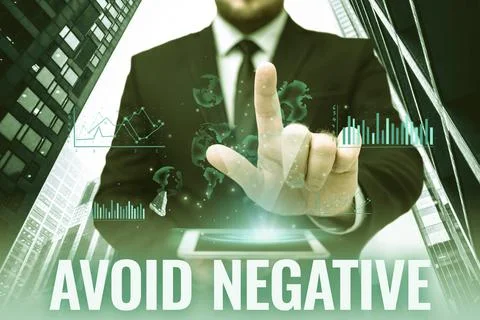 Text caption presenting Avoid Negative. Word for Staying away from pessimistic Stock Photos