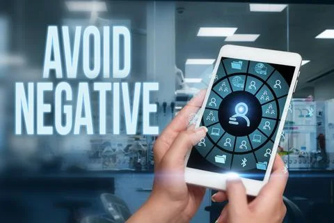 Text caption presenting Avoid Negative. Business showcase Staying away from 스톡 사진