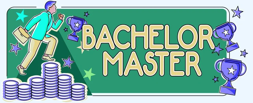 Text caption presenting Bachelor MasterAn advanced degree completed after 스톡 일러스트