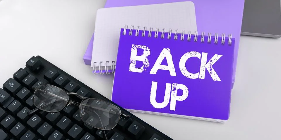 Text caption presenting Back Up. Business overview saving important data into Stock Photos