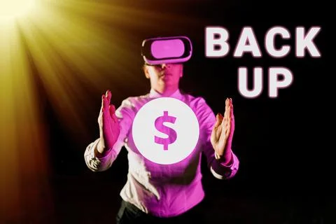 Text caption presenting Back Up. Conceptual photo saving important data into Stock Photos