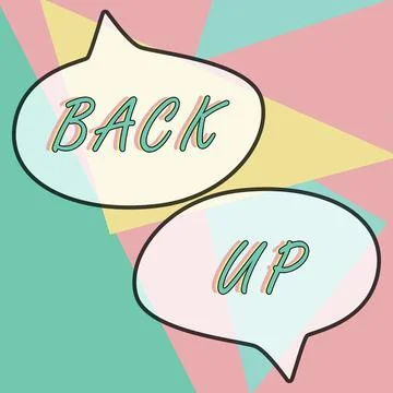 Text caption presenting Back Up. Word Written on saving important data into Stock Illustration