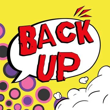 Text caption presenting Back Up. Word Written on saving important data into Stock Illustration