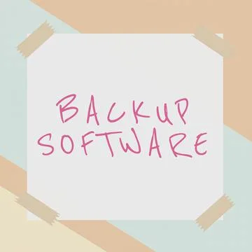 Text caption presenting Backup Software. Concept meaning boundary across which Illustrazione stock