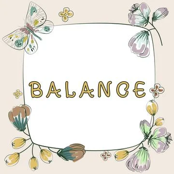 Text caption presenting Balance. Concept meaning condition in which different イラスト素材