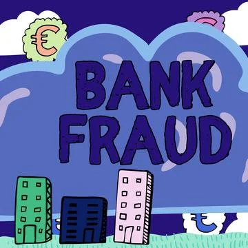 Text caption presenting Bank Fraud. Internet Concept intentional perversion of Stock Illustration