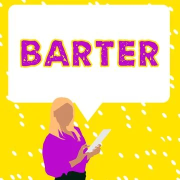 Text caption presenting Barter. Business overview trade by exchanging one Stock Illustration