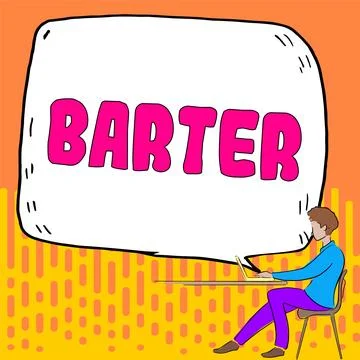 Text caption presenting Barter. Business concept trade by exchanging one イラスト素材