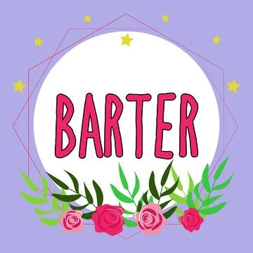 Text caption presenting Barter. Concept meaning trade by exchanging one イラスト素材
