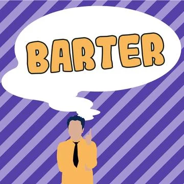 Text caption presenting Barter. Word for trade by exchanging one commodity for Stockillustratie