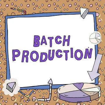 Text caption presenting Batch Production. Business concept mental illness that 库存插图