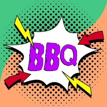 Text caption presenting Bbq. Business idea usually done outdoors by smoking meat Ilustración de archivo