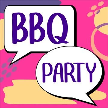 Text caption presenting Bbq Party. Word Written on usually done outdoors by Ilustración de archivo