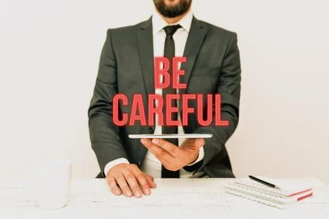 Text caption presenting Be Careful. Business overview making sure of avoiding 写真素材