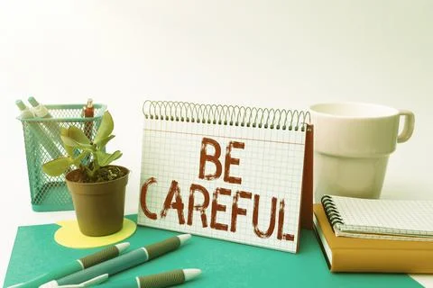 Text caption presenting Be Careful. Business concept making sure of avoiding 写真素材
