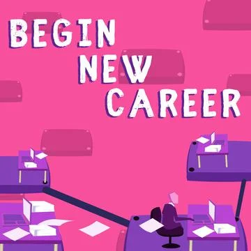 Text caption presenting Begin New Career. Business concept occupational or Stock Illustration