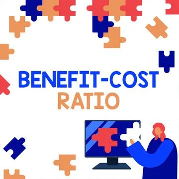 Text caption presenting Benefit Cost Ratio. Concept meaning Relationship between Stock Illustration