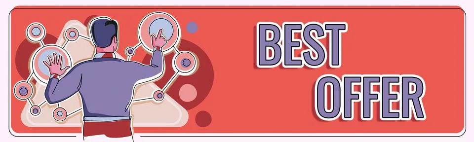 Text caption presenting Best Offer. Concept meaning To convince someone by Illustration