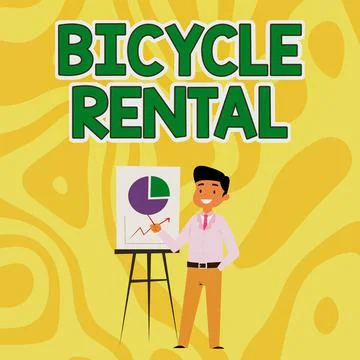 Text caption presenting Bicycle Rental. Business concept a business which rents Ilustração Stock