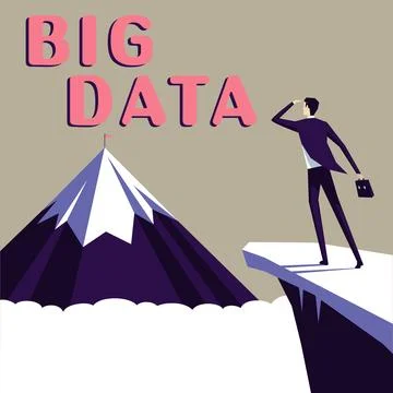 Text caption presenting Big Data. Word Written on sets that so complex that 스톡 일러스트