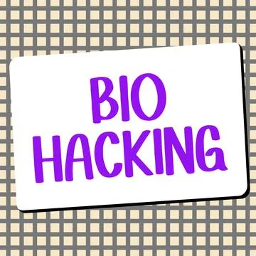 Text caption presenting Bio Hacking. Business overview exploiting genetic Stock Illustration
