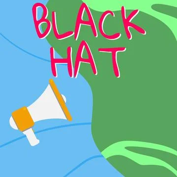 Text caption presenting Black Hat. Business approach used in reference to a bad Stock Illustration