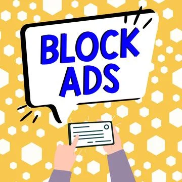 Text caption presenting Block Ads. Business concept program that will remove イラスト素材