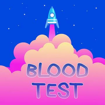 Text caption presenting Blood Test. Business idea Extracted blood sample from an イラスト素材