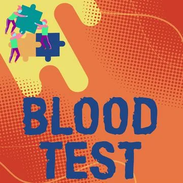 Text caption presenting Blood Test. Internet Concept Extracted blood sample from イラスト素材