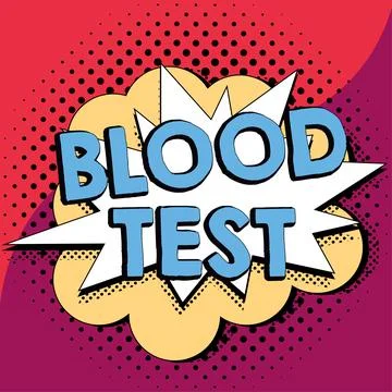 Text caption presenting Blood Test. Concept meaning Extracted blood sample from 스톡 일러스트
