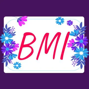 Text caption presenting Bmi. Business showcase Method of estimating body fat Stock-Illustration