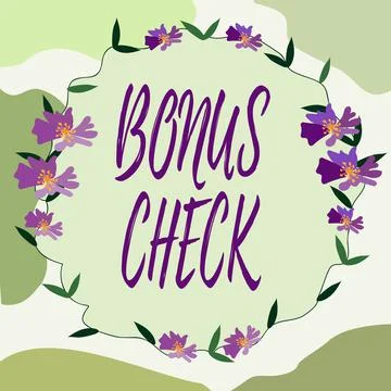 Text caption presenting Bonus Check. Business idea something in addition to what 스톡 일러스트