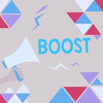 Text caption presenting Boost. Concept meaning a source of help or encouragement Stock Illustration