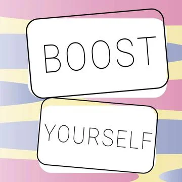 Text caption presenting Boost Yourself. Business overview delivering a lift up Stock Illustration