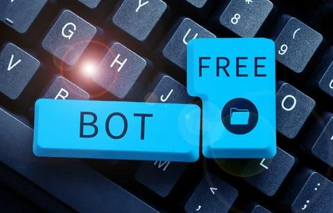 Text caption presenting Bot Free. Concept meaning a computer program that works 스톡 사진