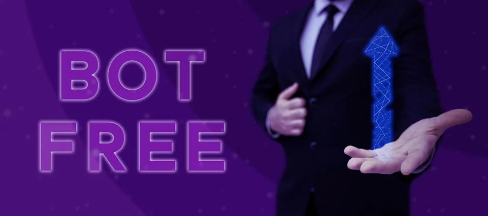 Text caption presenting Bot Free. Business idea a computer program that works Stock Photos