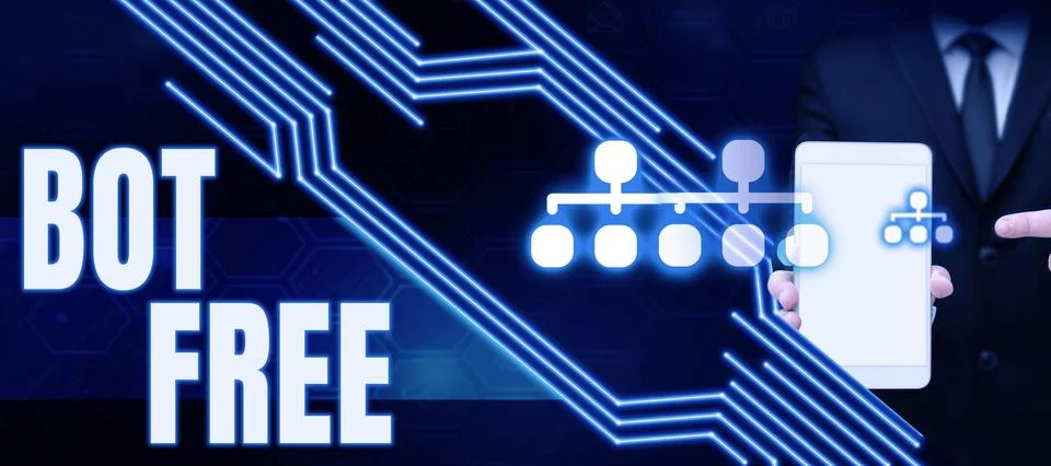 Text caption presenting Bot Free. Internet Concept a computer program that works 스톡 사진