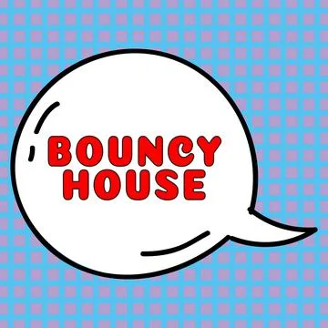 Text caption presenting Bouncy House. Conceptual photo Automated program that Ilustración de archivo