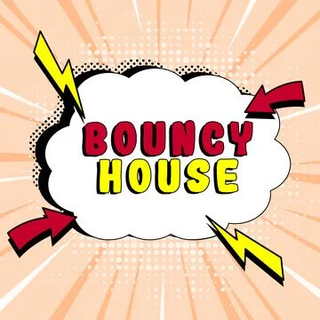 Text caption presenting Bouncy House. Word for Automated program that runs over Ilustración de archivo