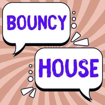 Text caption presenting Bouncy House. Business idea Automated program that runs Ilustración de archivo