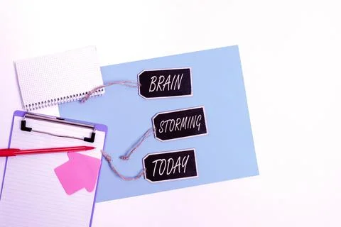 Text caption presenting Brain Storming. Business concept Stimulating creative Stock Photos