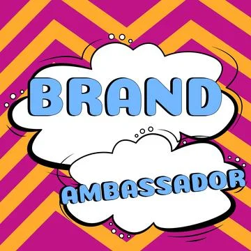 Text caption presenting Brand Ambassador. Word Written on agent accredited as Stock Illustration